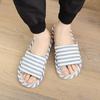 Pantuflas de Lino para Dormitorio de Mujer Hogar Interior Rayadas Suela Suave Primavera y Otoño Lindas Pareja Hombres y Mujeres Hogar Antideslizantes Pantuflas de Lino