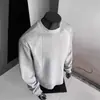 Novedad de Otoño Ropa de Abrigo Sudadera con Cuello Redondo para Hombre Holgada Cuadrada Talla Grande Americana de Peso Pesado Corte Limpio Hombro Normal Manga Larga T