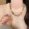 Novo Colar Cerâmico Colorido Retrô Estilo Chinês Estilo Étnico Boêmio Versátil Corrente Longa para Suéter Atacado do Fabricante