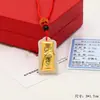 Colgante de Buda de Jade Incrustado en Oro Estilo Étnico Pixiu Bambú Bambú Bambú Candado Colgante de Collar Tejido con Cuerda Roja Joyería de Regalo