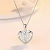 Collar de Plata de Ley S925 para Mujer, Cadena Clavicular de Plata Pura con Elegante Colgante de Corazón, Regalo de Cumpleaños Estilo Bosque para el Día de San Valentín para Novia