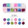 Decoración de uñas de Amazon con lentejuelas de mariposa, 12 cuadrículas, caja larga, lentejuelas para uñas, mariposa, redondas, color joyería para uñas