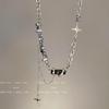 Collar de circonita negra con diseño de estrella de Niche para mujer, estilo dulce y moderno, cadena de clavícula ligera y de lujo de alta gama.