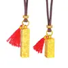 Collar de Barra de Oro Pequeña Brillante Color Oro de 24 Quilates con Efecto Hielo, de Aspecto de Lujo, Similar al de la Tienda de Oro Puzuo, Atrae Riqueza de Todas las Direcciones, Cadena para Clavícula