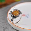 Anillo redondo de flor de cera de abejas de plata esterlina S925 de Yilu, anillo ajustable de nicho con temperamento elegante y desgastado retro