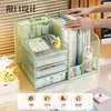 Suporte para documentos para mesa de escritório, organizador de arquivos para mesa, prateleira multicamadas de grande capacidade com porta-canetas para organizar documentos