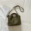 Bolsa Cubo Tejida a Mano con Patrón Nuevo Estilo Verano Shuai Mijia, Bolso Cruzado de Nicho Estilo Francés para Mujer