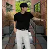 Camiseta de Manga Corta de Verano de Fábrica para Hombre Marca de Tendencia Ins Camiseta de Punto Casual Japonesa Estilo Perezoso Juvenil Top Versátil