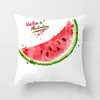 Fronha Fofa Estampada com Frutas de Verão Capa de Almofada para Encosto de Sofá de Sala de Estar de Verão Refrescante Melancia Banana
