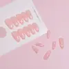 24 Piezas de Uñas Geométricas Estilo Francés Portátiles, Rosa Carne Nuevas Uñas de Presionar, Manicura Francesa