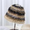 Nuevo sombrero de pescador de felpa a rayas de colores a juego para mujer, cálido, de otoño e invierno, estilo coreano, combina con todo, pequeño gorro de pescador de punto que deja ver la cara.