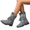Botas martin plus size de comércio exterior 2024 outono e inverno novo salto grosso zíper lateral moda feminina sapatos de couro desejo Amazon