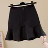 Saia sereia evasê de cintura alta para mulheres, verão 2026, saia curta branca estilo coreano com design estiloso, saia franzida estilo terninho