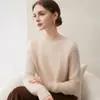 Suéter de cachemira grueso de siete agujas para mujer, cuello redondo, mangas raglán, manga larga, jersey, otoño e invierno, color liso, casual, versátil, suéter de punto