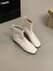 Botines cuadrados retro Chuyuji elegantes para mujer, nuevos botines finos de cuero suave para otoño e invierno con cremallera trasera, botines cortos estilo Martin