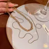 Collar de Cadena Hueso de Serpiente Dorado de Doble Capa Retro Europeo para Mujer Cadena para Clavícula Exagerada de Nicho de Lujo Ligero Accesorios