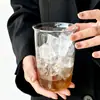 Taza de Vidrio de Gran Capacidad con Patrón de Rayas Verticales, Taza Mezcladora de Alto Borosilicato Resistente al Calor y al Frío, Taza Especial para Té de Leche, Café y Bebidas de Bar