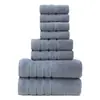 Juego de Toallas Transfronterizo Juego de 8 Piezas 2 Toallas de Baño Grandes 2 Toallas 4 Toallas de Mano Algodón Puro Absorbente Gris Oscuro Juego de Toallas de Baño
