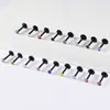 Aretes de Acrílico para Labio Transfronterizos con Diamantes de Colores, Aretes de Varilla Suave con Diamantes, Aretes de Barra Negra en Forma de T con Rosca Interna y Base Plana