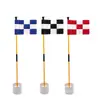 Set de banderín de golf, desmontable y portátil, unión de plástico, asta de nylon de cinco colores, banderín de campo verde