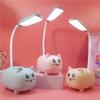 Lámpara de escritorio pequeña LED, protección para los ojos, estudio, dormitorio de estudiantes, lámpara de noche, USB, recargable, lectura, lindos dibujos animados para niños