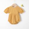 Macacão infantil transfronteiriço 2024, novo macacão de verão Amazon, cor sólida, manga curta, roupa de escalada para meninas, doce lar