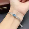 Pulsera Transfronteriza de Topacio Natural Amazon S925 Plata Piedra Principal 6*8 Joyería de Lujo Venta Directa de Fábrica
