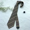 Corbata Retro Marrón a Cuadros Rayas Caqui Larga Uniforme JK Japonés Lazo Decorativo