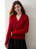 Cardigã de tricô de cashmere moderno estilo francês para mulheres, com design de fio pontilhado, decote V, corte solto, efeito emagrecedor e mangas compridas