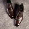 Zapatos de Vestir Británicos de Tres Articulaciones para Hombre de Cuero Genuino Zapatos de Cuero Vintage Zapatos Oxford Hechos a Mano con Cordones para Hombre Punta Cuadrada Zapatos de Boda para Hombre