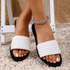 Comercio Exterior Talla Grande 2025 Primavera Transfronterizo Nuevo Ropa Exterior Tejido Planos Moda Vacaciones Zapatos de Playa Sandalias y Pantuflas para Mujer