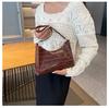 Bolsa Simples de Ombro Feminina para o Dia a Dia, Cor Sólida, Popular, 20 Bolsos, Usada sob o Braço, 23, Elegante, Padrão de Pedra, Moda Outono e Inverno, Nova