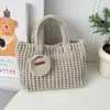 Bolsa de Mão, Bolsa de Axila, Bolsa Feminina de Fio de Algodão, Estilo Novo Casual Retrô, Bolsa de Ombro de Palha para Celular, Bolsa Trançada Artesanal Coreana
