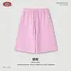 BE Shorts de Seis Puntos para Hombre de Otoño Estilo Retro Americano Lavado Marca de Moda Peso Pesado Holgados Pierna Recta Rosa Copos de Nieve Fritos Dobladillo Crudo Hombre