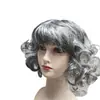 Disfraz de Escenario Peluca Gris-Blanca para Mujeres de Mediana Edad y Mayores, Peluca Corta Rizada para Actuación, Peluca de Cabello Corto Rizado de Abuela