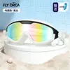 Nuevas Gafas de Natación de Marco Grande, Impermeables, Antivaho, Gafas de Natación de Alta Definición con Tapones para los Oídos Integrados, Gafas de Natación Galvanizadas de Silicona para Niños