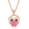 Collar con colgante de búho de ojos rojos transfronterizo de Europa y Estados Unidos, comercio exterior, hip-hop, HIPHOP, colgante de búho con diamantes chapado en oro