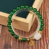 Pulsera Antigua para Niña Pulsera Verde Vintage Pulsera para Mujer Étnica Pulsera Hanfu Lujo de Entrada Cadena de Cuentas de Imitación de Jade