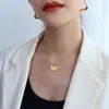 Marca estilo francés ins collar con colgante de corazón de melocotón acero de titanio joyería de oro de 18K accesorios cadena de clavícula para mujeres