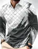 Camisas tipo polo de manga larga para hombre, transfronterizas europeas y americanas, de otoño e invierno, con estampados digitales, tops casuales de negocios con solapa para hombre