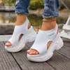 Sandalias de cuña de verano 2026, nuevo diseño de comercio exterior, talla grande para mujer, casual, con punta abierta, suela gruesa, cómodas, talla única