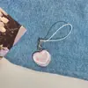 Hielo a través de patrón de cuadros amor cuerda para teléfono móvil a través de color Colgante de corazón dulce bolso de estudiante estuche para lápices regalo para novias