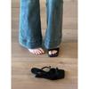 Sandalias de Cuña de Punta Cuadrada con Lazo Estilo Francés para Mujer 2025 Verano Nuevo Vestido de Hada Tacones Altos para Exterior