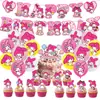 Sanrio Melody Festa de Aniversário Decoração Faixa Bandeira Bolo Bandeira de Bolo Conjunto de Balões
