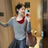 Ropa para Mujer Tallas Grandes para Chicas Gordas, Estilo Perezoso, Efecto Adelgazante, Falso Dos Piezas, Color de Contraste, Diseño Único, Suéter de Punto para Mujer