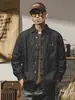 Camisa de trabalho listrada de alta qualidade, 320g, peso pesado, manga longa, estilo primavera/outono, camisa casual americana solta vintage para homens