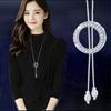 Collar largo de cadena para suéter con accesorios florales transfronterizos para mujer, colgante de borla de cristal, colgante para ropa, joyería simple al por mayor