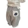 Pantalones Casuales de Invierno para Niñas, Estilosos de Marca de Moda para Bebés y Niños Pequeños, Estilo Coreano, Forrados de Polar, Gruesos, Rayados con Dibujos, Largos