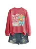 Amazon eBay sitio independiente moda casual mujer moño calabaza flor de pavo real cuello redondo manga larga sudadera