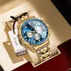 POEDAGAR Marca Baodaqie Comercio Exterior Multifuncional Correa de Acero Negocio Calendario de Tres Ojos Reloj de Cuarzo para Hombre 815